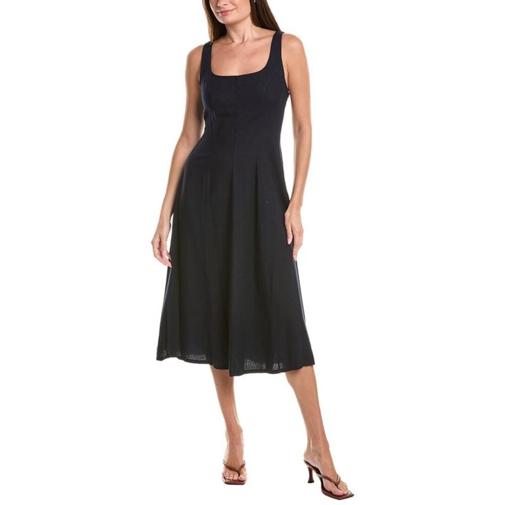 Nanette Nanette Lepore Womens Linen-Blend Mid Dress, Navy